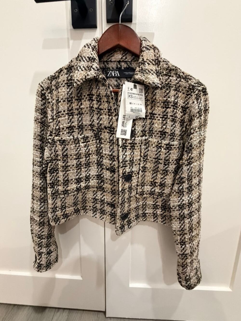 Zara BNWT Plaid Cropped Jacket - Size XS